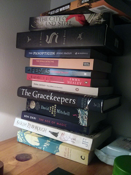 Stack of books to read, 20 September 2015.